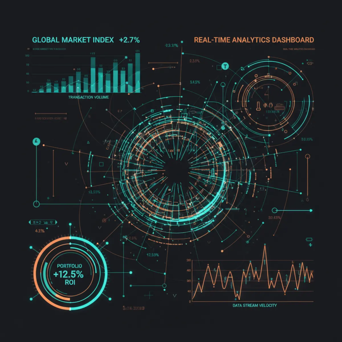 Tableau de bord abstrait avec signaux de données
